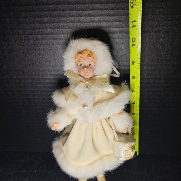 Ivory Porcelain Victorian Girl Christmas Ornament New 10 Inch Tall - Picture 7 of 10